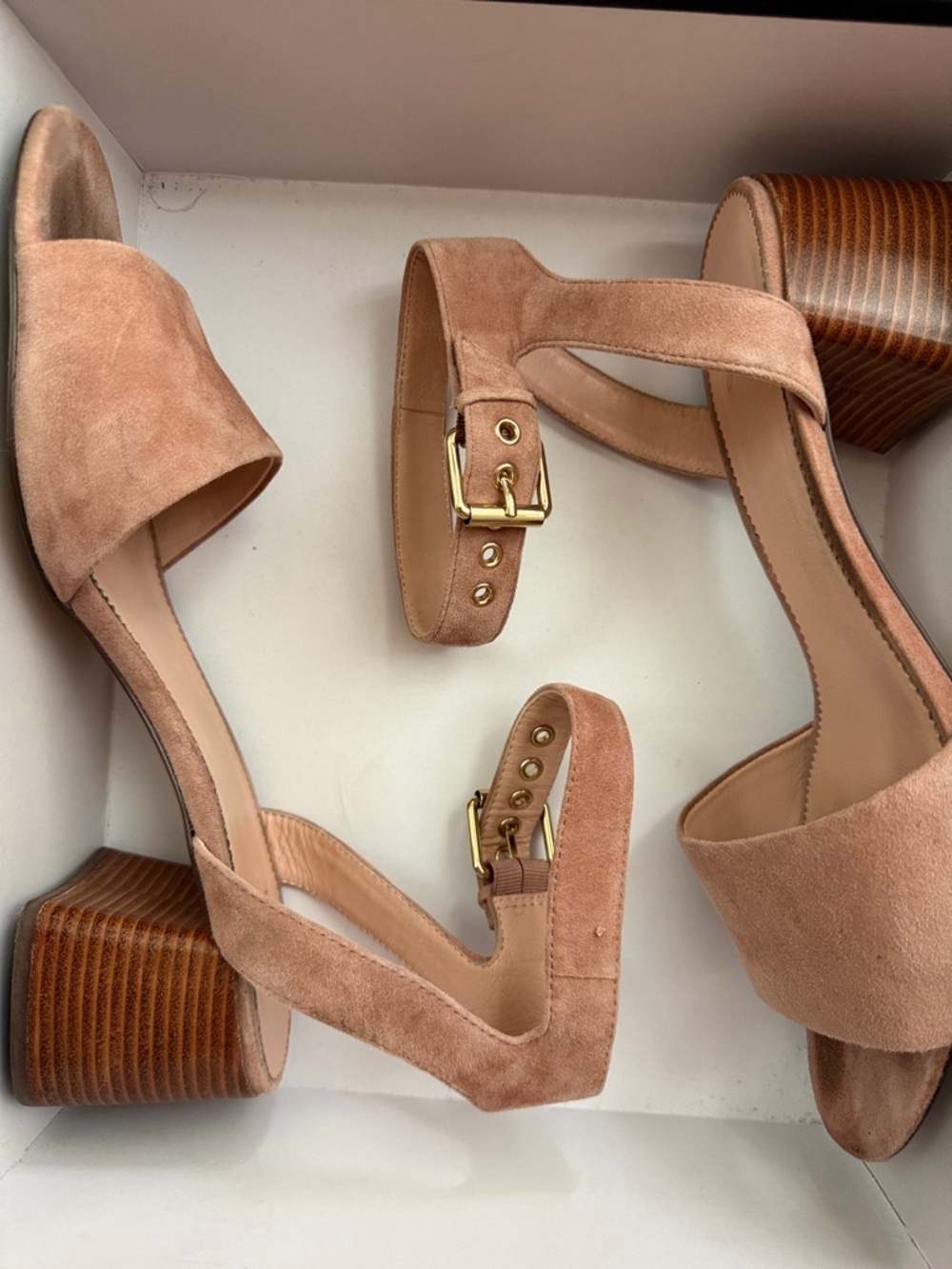 JCrew wide strap penny sandals in suede frosted taupe size 11 gently worn